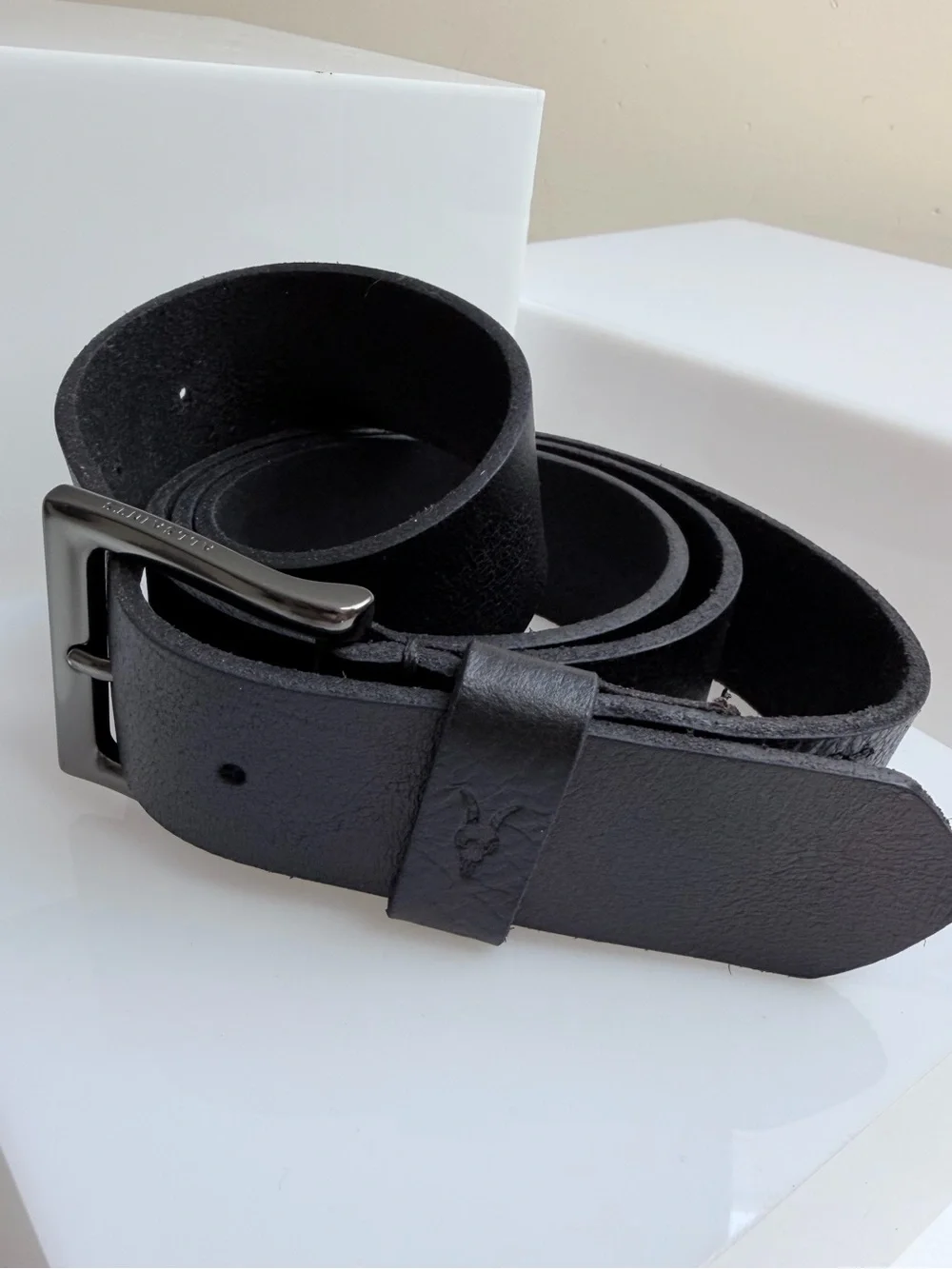 All Saints Men’s Black Leather Belt Size 40